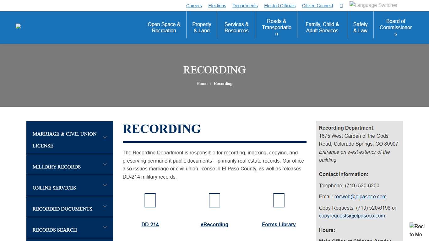 Recording - El Paso County Clerk and Recorder